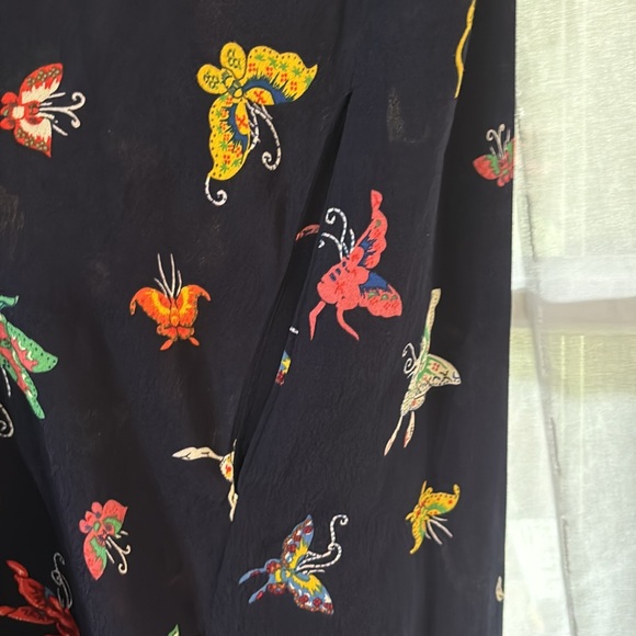 Anthropologie Midi Flutterby Navy Butterfly Dress- M - Picture 7 of 14